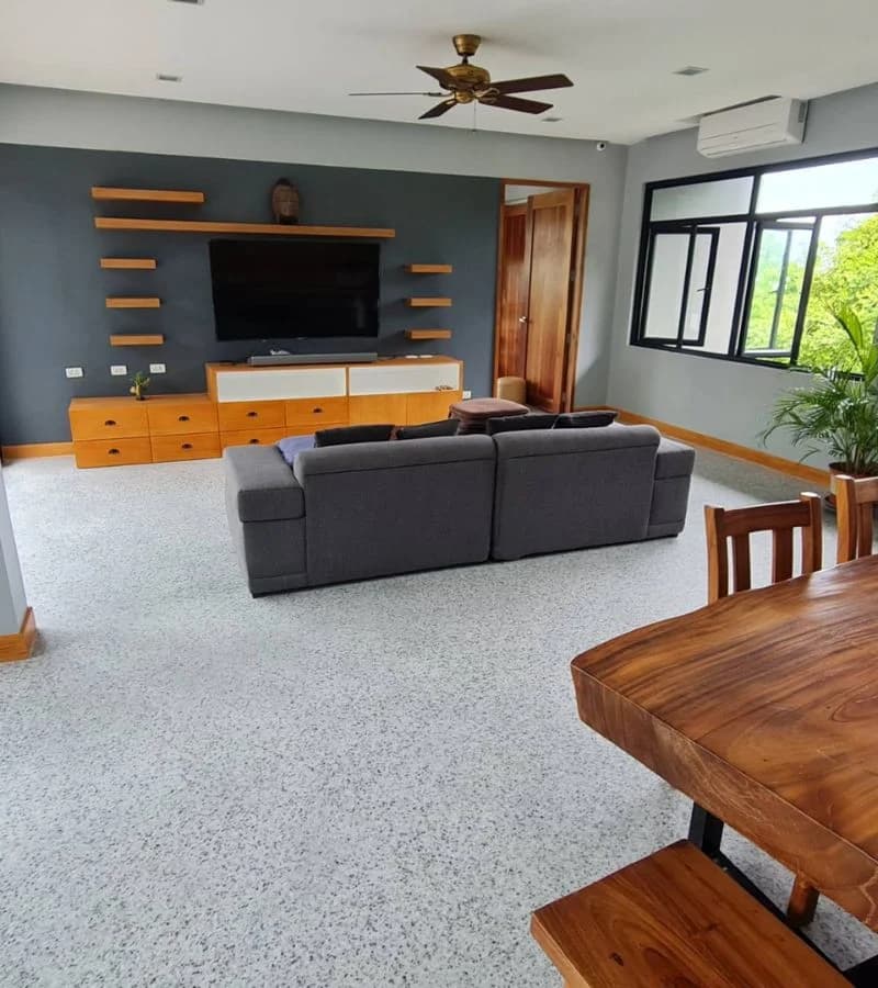 Epoxy flooring in living room interior Saudi Arabia