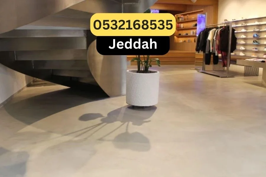Retail shop interior with microcement floor in Jeddah